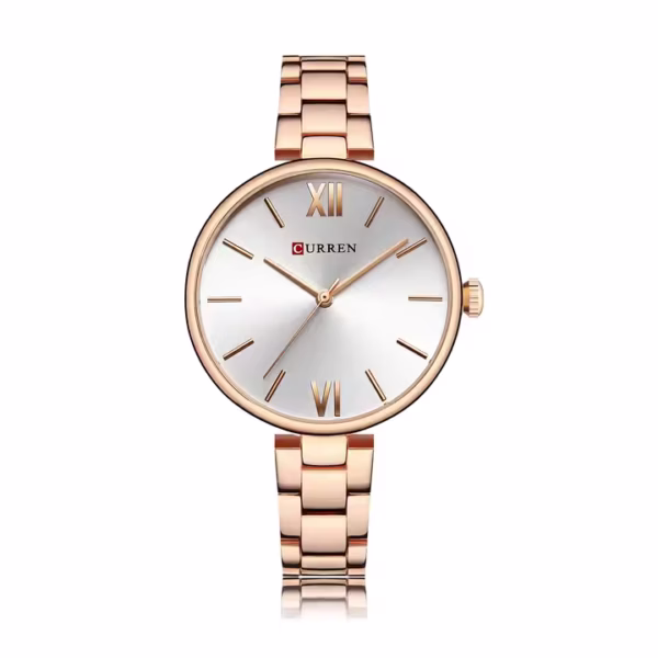 Curren 9017 Ladies Watch Women Quartz Watch - Rose Gold, White
